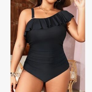 Women's Plunge Neckline Ruched Monokini One Piece Plus Size Swimsuit 22W